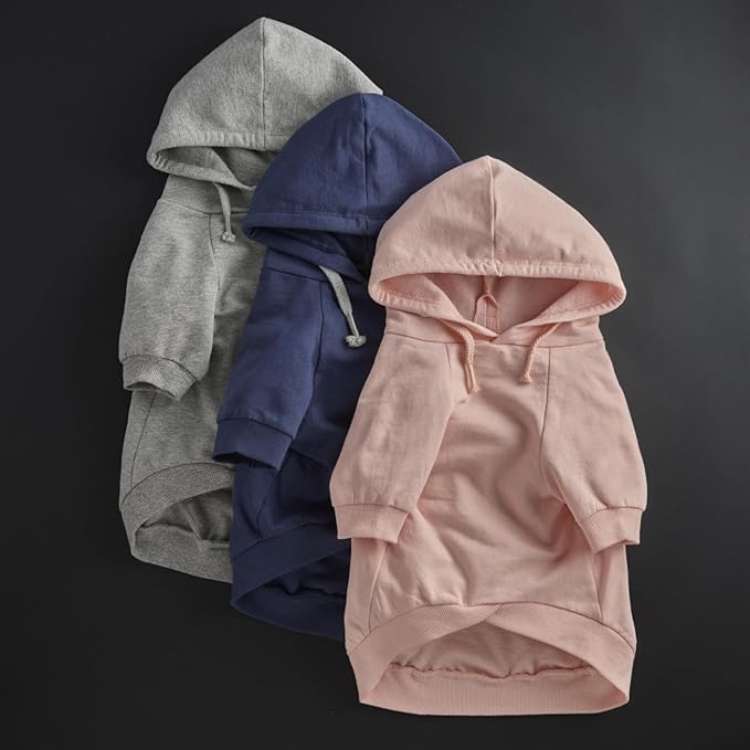 Rocky – The Orginal Lightweight Hooded TEE 100% Organic Cotton Dog Hoodie Pet Coat Sweater for Small, Medium, Large Dogs, Navy, X-Small