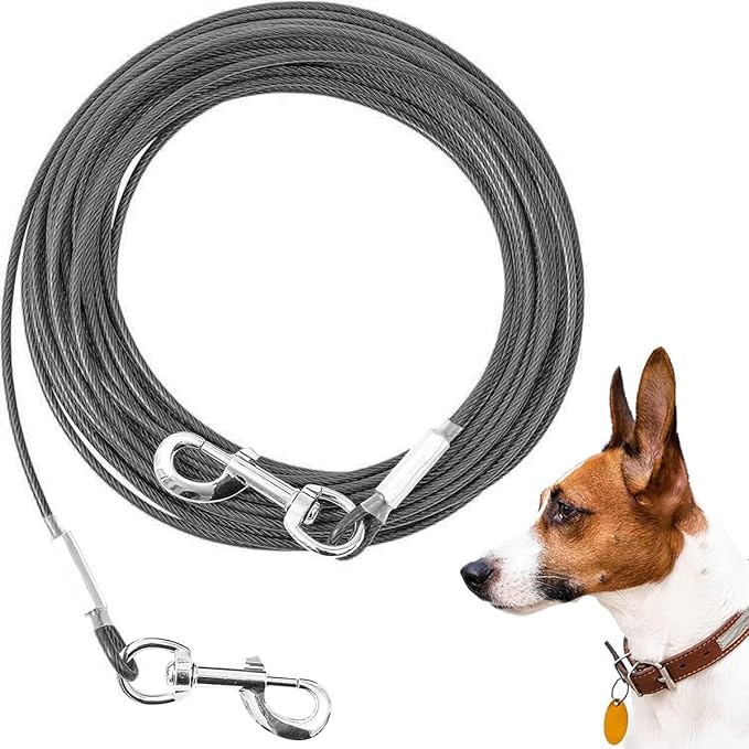 Tie Out Cable for Dogs,100FT Dog Leads,Heavy Duty Tie Out Cable for Large Dogs Up to 125lbs,Durable Dog Runner Tether Line for Outdoor,Yard