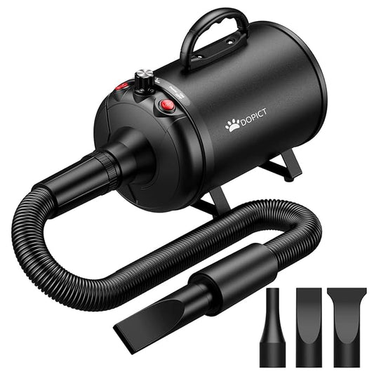 Pet Dryer, 5.2HP/3800W Pet Grooming with Adjustable Speed and Temperature Control Dog Blow Dryer, Pet Hair Dryer with 3 Nozzle