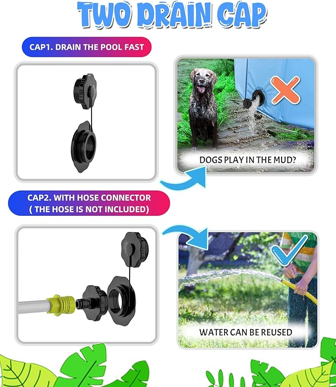 Oversize Dog Pool 75"x 16", Hyperzoo Foldable Dog Swimming Pool, Hard Plastic PVC Leakproof Doggie Wading Collapsible Pet Bathing Tub for Puppy Small Medium Large Dogs and Kids, Blue