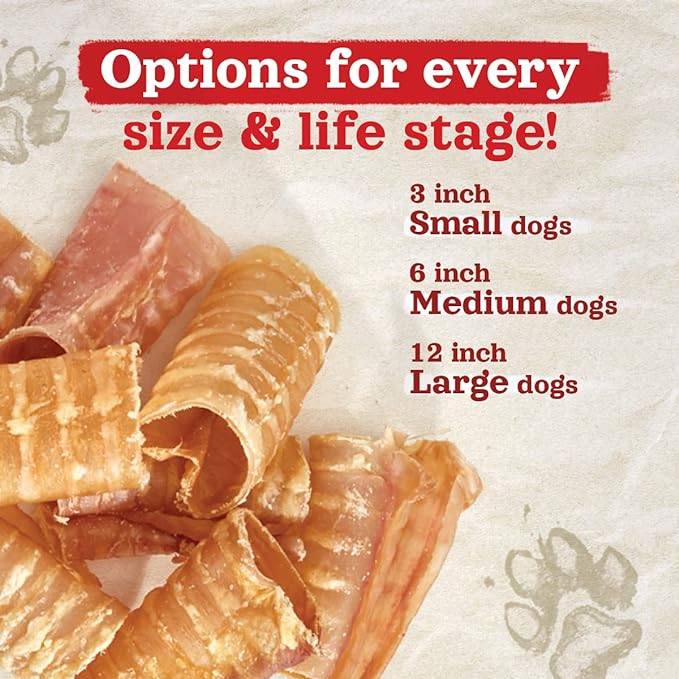 Natural Farm Beef Trachea for Dogs (6 Inch, 6 Pack)- 100% Beef,Odor Free Trachea Dog Chews- Glucosamine & Chondroitin for Joint & Hip Mobility, Bone Strength- Low-Fat Crunchy & Crispy- for All Dogs