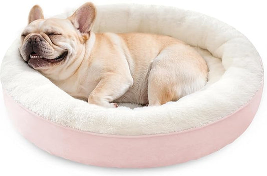 Love's cabin Round Donut Cat and Dog Cushion Bed, 30in Pet Bed for Medium or Large Dogs, Anti-Slip & Water-Resistant Bottom, Soft Durable Fabric Pet beds, Washable Calming Cat & Dog Bed Pink