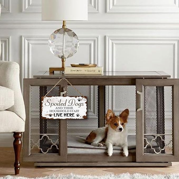 Dog Signs For Home Decor Gifts For Dogs Owners Dog Bedroom Decor Wood Dog Family Decoration Dog Room All You Need Is Love And A Dog Sign Spoiled Dogs And Their Household Staff Live Here Signs 12x6 In