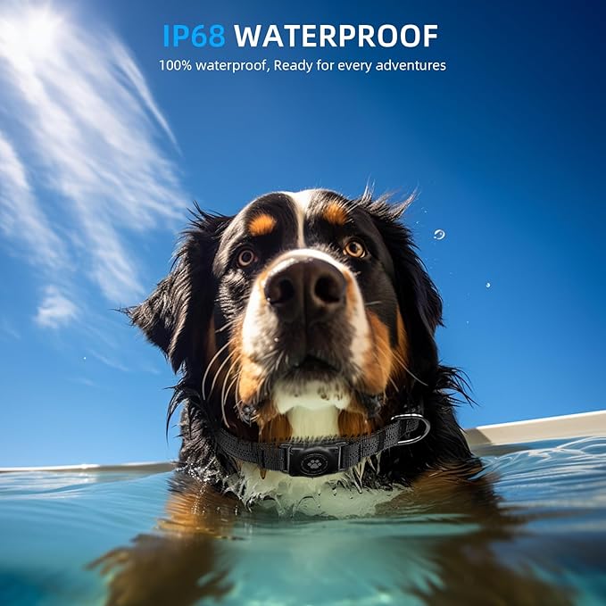 Upgraded AirTag Dog Collar, IP68 Waterproof Air Tag Dog Collar Holder, Reflective, Ultra-Durable, Comfortable Padded, Heavy Duty Dog Collars for Small Medium Large Dogs (L (14.8"-20.3"), Black)