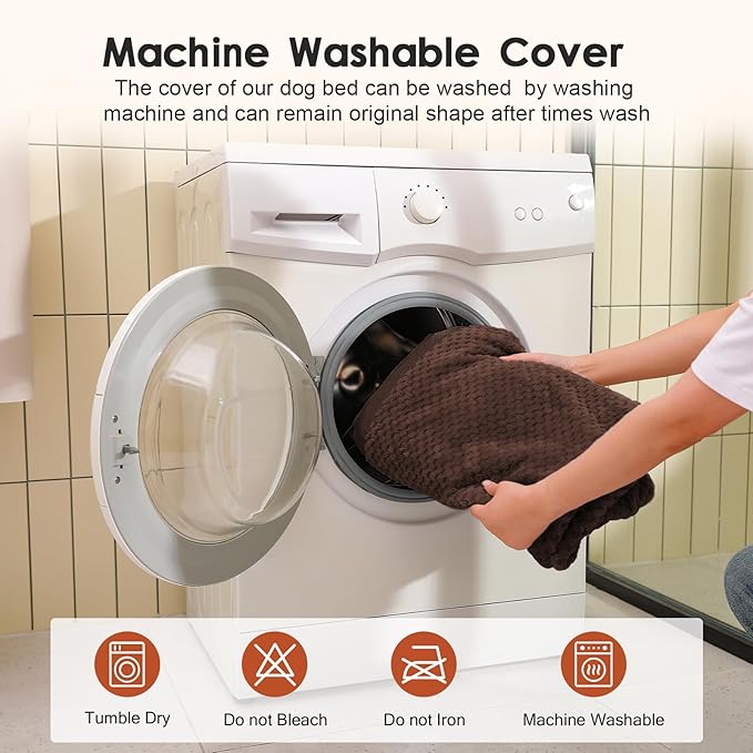 Orthopedic Dog Beds Large Sized Dog, 3 Inch Memory Foam Pet Bed for Medium and Large Dogs, Washable Removable Cover, Nonskid Bottom, Waterproof, 36x27 Inches L Brown Grey