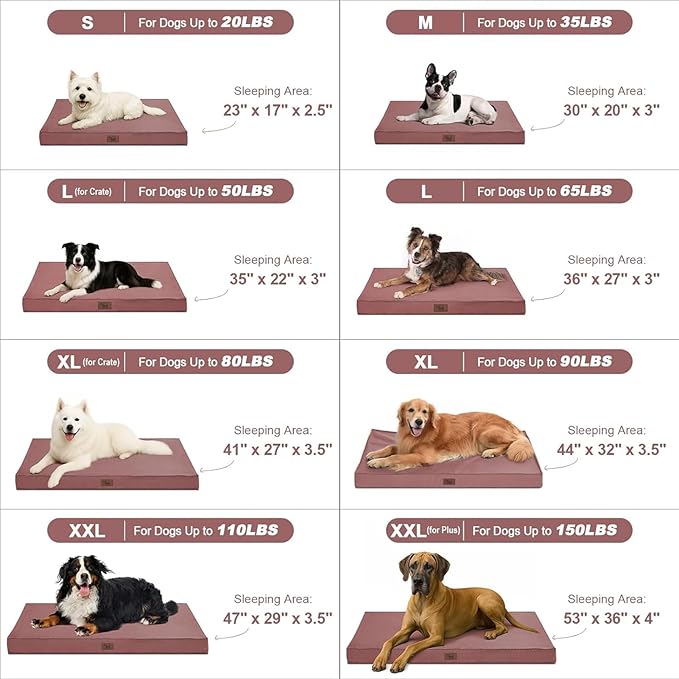 Outdoor Dog Bed for Small Dogs, Waterproof Dog Crate Bed for Small Dogs, Orthopedic Egg Crate Foam Puppy Beds with Washable and Removable Oxford Cover, Pink