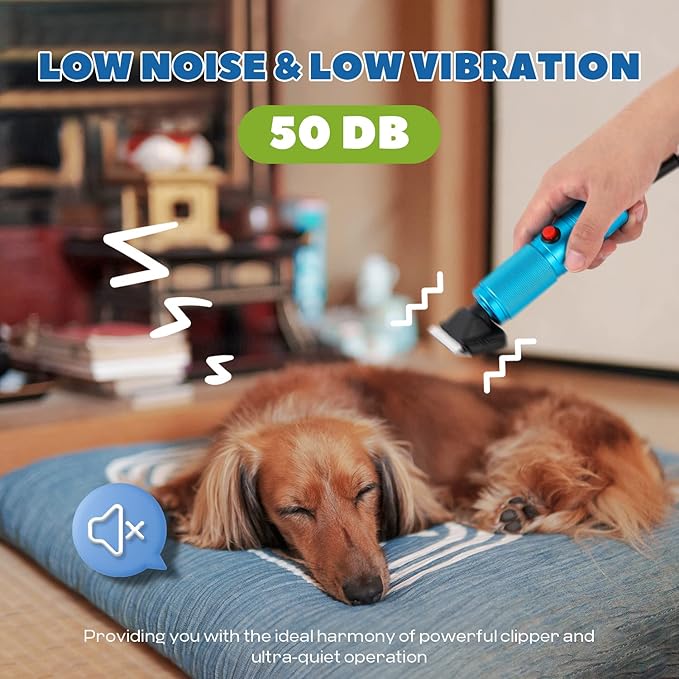 Pet Grooming Clippers 200W LuzRise (118'' Power Cord Plug-in, Stepless Speed Control, Low Noise< 50db, Heavy-Duty Commercial Grade, with Extra Blade & 2 Guide Combs of 4 Sizes, for Dog, Cat and More)