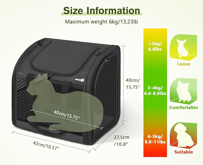 Pecute Cat Backpack with Widened Interior Space, Upgraded Dog Backpack Carrier with Various Ways to Carry, Pet Backpack with Breathable Mesh, Pet Travel Carrier with Soft Padded,Dark Grey