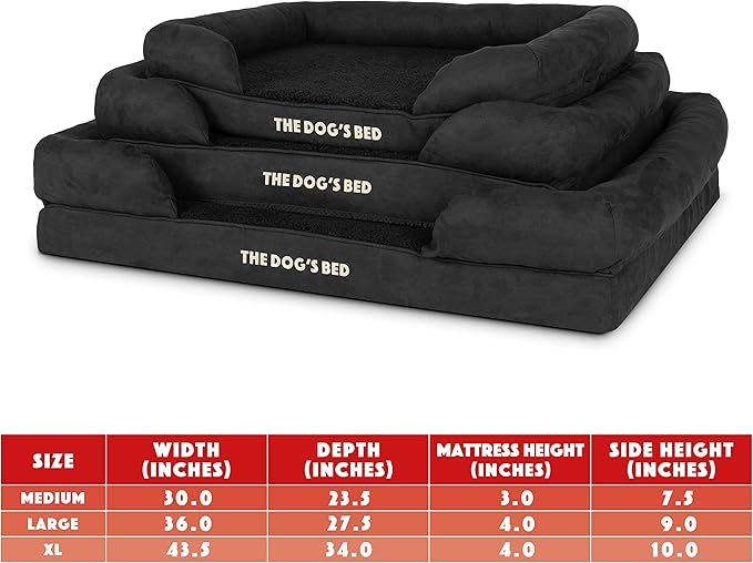 The Dog’s Bed, Large Black Faux PL 36x27, Memory Foam, Pain Relief: Arthritis, Hip & Elbow Dysplasia, Post Surgery, Lameness, Supportive, Calming, Waterproof Washable Cover, Veterinary Approved