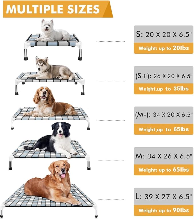 Elevated Outdoor Raised Dog Bed Outdoor Dogs Bed Lifted Pet Bed Dog Cot for Pet Taste Life, Start with A Pet Bed 20'' x 20'' x 6.5''