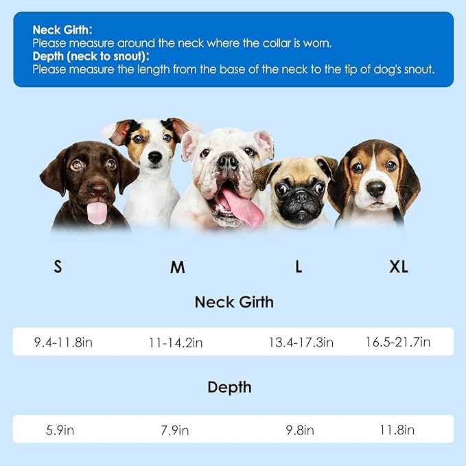 SAWMONG Soft Dog Cone Collar, Cone for Dogs to Stop Licking, Dog Cones for Large Dogs, Comfy Elizabeth E-Collar for Doggy After Surgery Alternative, Adjustable Pet Recovery Collar (L,Blue)