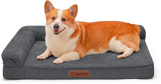 Orthopedic Dog Beds Large Sized Dog, 3 Inch Memory Foam Pet Bed for Medium and Large Dogs, Washable Removable Cover, Nonskid Bottom, Waterproof, 41x27 Inches XL Dark Grey
