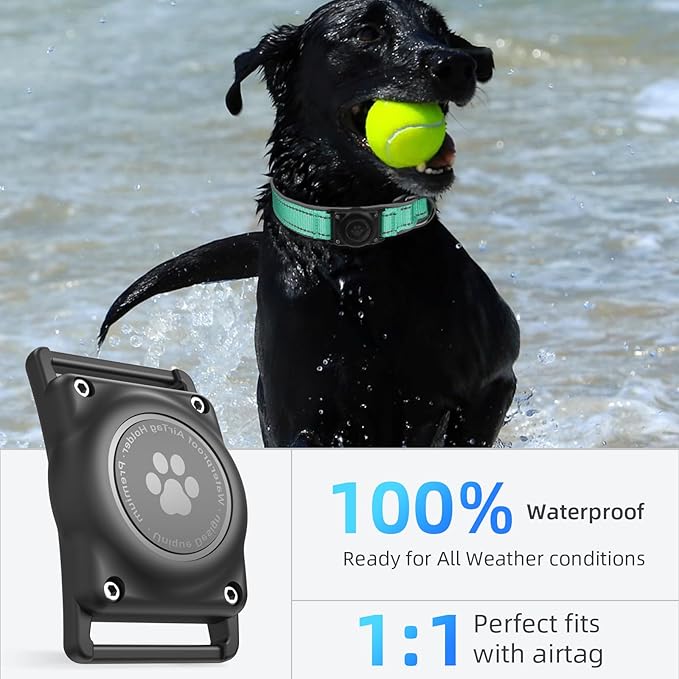 Upgraded AirTag Dog Collar, IP68 Waterproof Air Tag Dog Collar Holder, Reflective, Ultra-Durable, Comfortable Padded, Heavy Duty Dog Collars for Small Medium Large Dogs (Aqua, S)