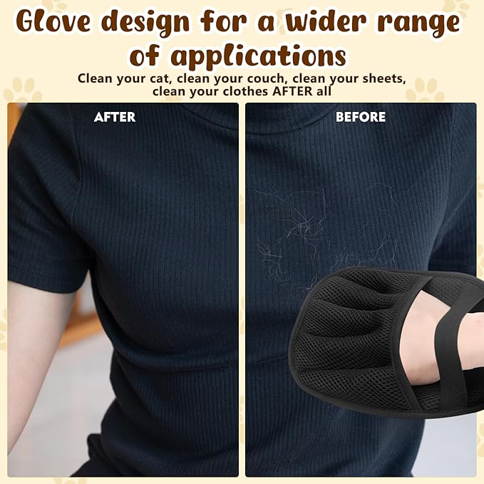 Pet Hair Remover Gloves,Electrostatic Removal for Pet Hair,Reusable Cat & Dog Grooming Gloves for Clothing/Couch/Furniture/Carpet/Car Seat(2Pcs)