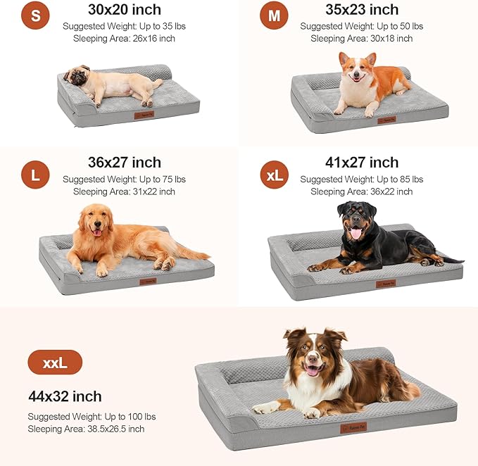 Orthopedic Dog Bed Medium Size Dog, 3 Inch Memory Foam Pet Bed for Small and Medium Dogs, Washable Removable Cover, Nonskid Bottom, Waterproof, 30x20 Inches S Light Grey