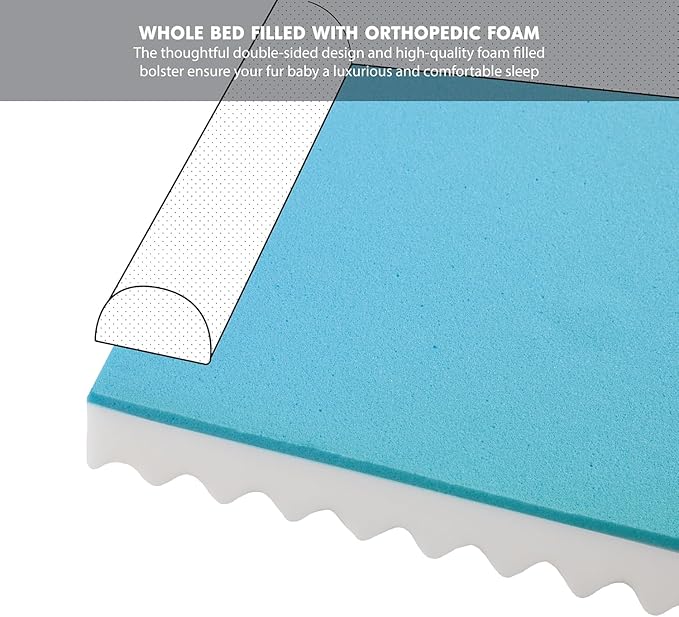 Friends Forever Orthopedic Dog Bed for Medium Dogs, Waterproof Memory Foam Dog Sofa Bed M with Removable Washable Cover, Ally Navy, 28x23x6.5