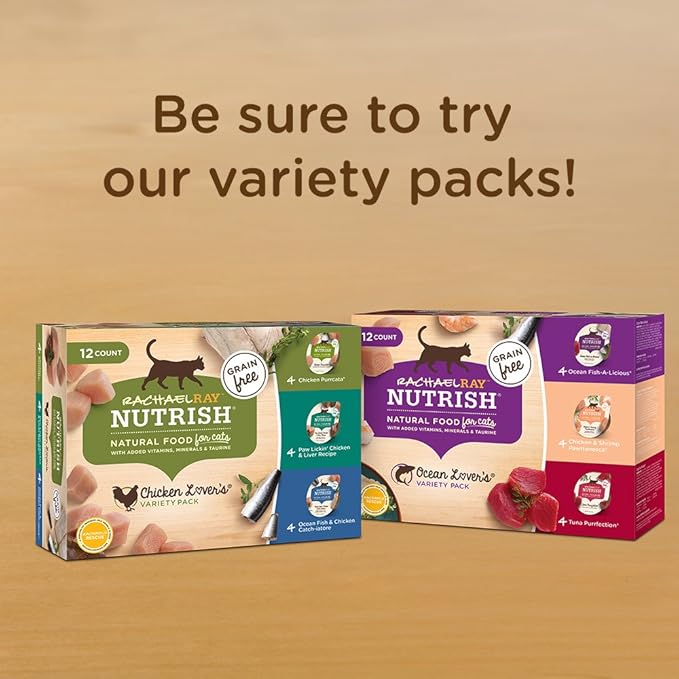 Nutrish Rachael Ray Grain Free Wet Cat Food Ocean Fish & Chicken Catch-iatore, 2.8 oz. Cup, 24 Count