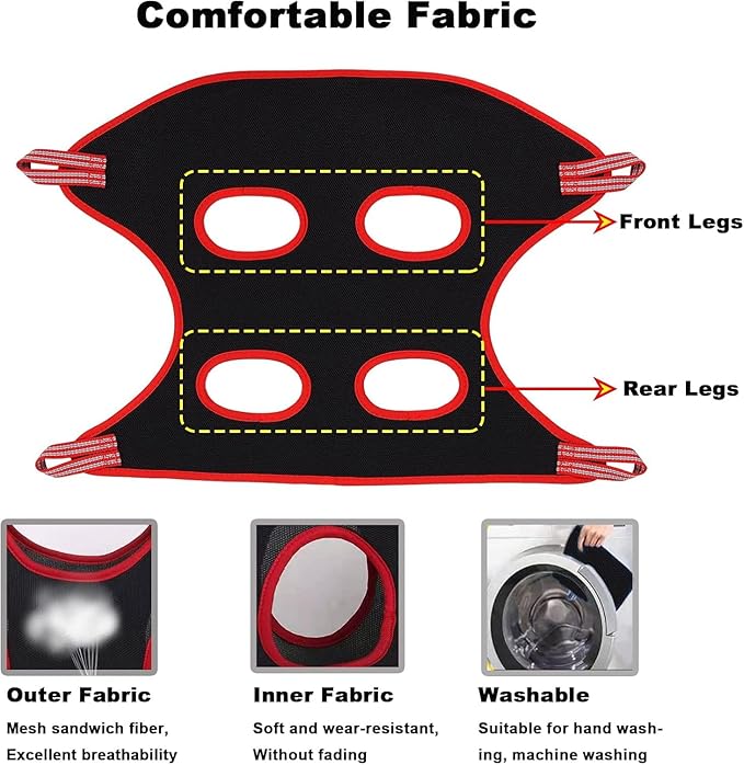 Pet Grooming Hammock Harness for Large Dogs, Breathable Pet Dog Hammock Restraint Bag,Dog Grooming Sling Helper for Trimming Nail and Ear/Eye Care(L Size,10.2")