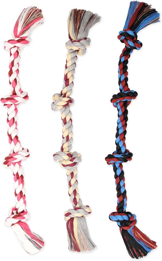 Mammoth Flossy Chews Color Rope Tug – Premium Cotton-Poly Tug Toy for Dogs – Interactive Dog Rope Toy – Tug Dog Chew Toy