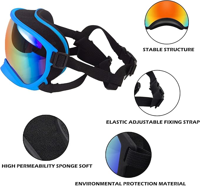 Winproof Large Dog Sunglasses with Adjustable Strap, UV Protection, Soft Goggles for Medium-Large Dogs