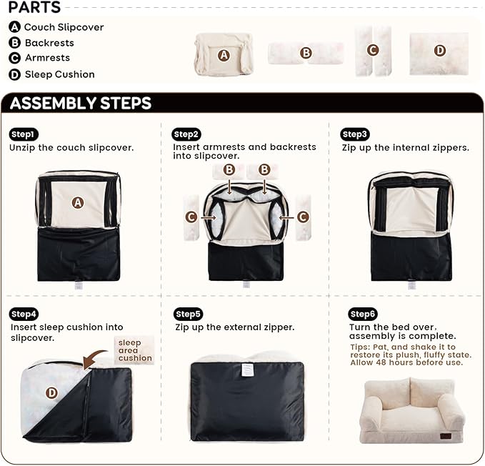 Hollypet Fluffy Plush Dog Cat Pet Couch Soft Calming Sofa Bed for Medium Small Cats and Dogs, Gray, 28"x21"x10"