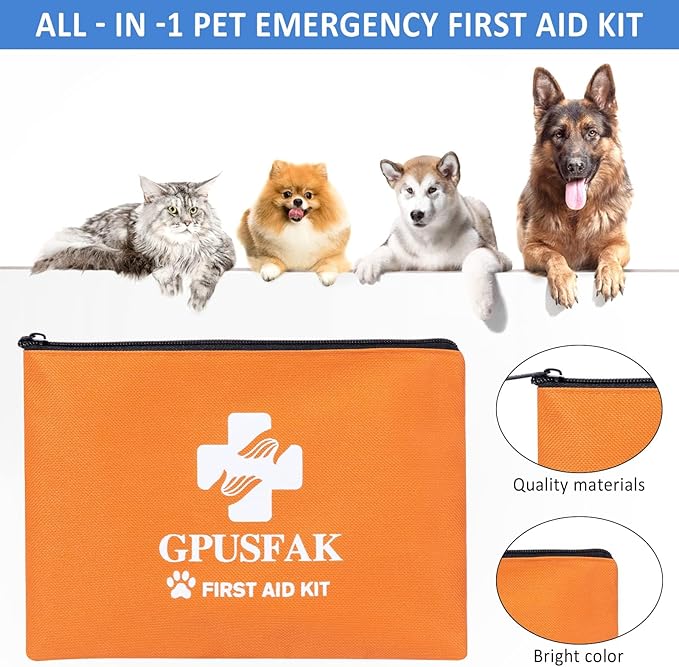 Pet First Aid Kit for Dogs & Cats - Dog First Aid Kit Pet Emergency Kit with First Aid Supplies for Home Camping Hiking Traveling
