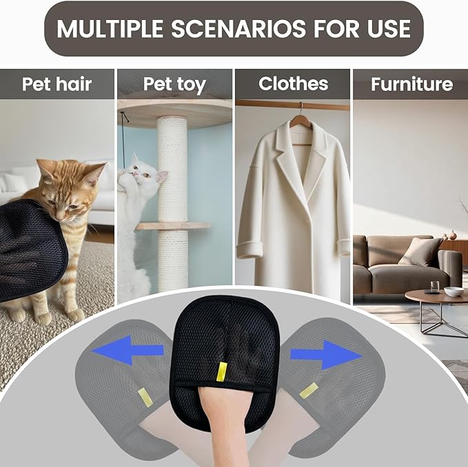 Pet Hair Remover Glove, Cat & Dog Grooming Glove, Electrostatic Pet Hair Remover Glove,Upgraded Fur Removal Tool for Furniture, Carpet, Couch, Car Seat (1pc)