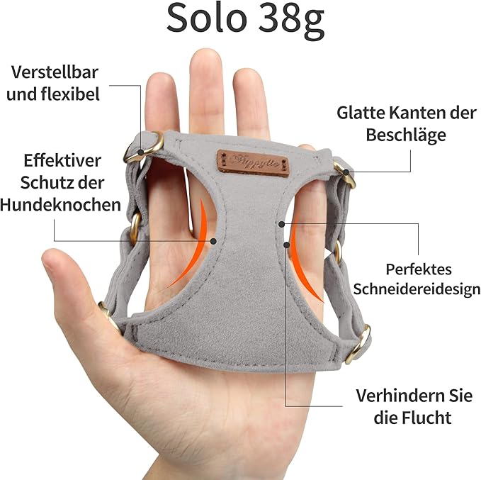 Puppytie No Pull Dog Harness with Multifunction Dog Leash,Soft Adjustable No Choke Escape Proof Pet Harness Vest for Medium Dogs or Large Dogs,Silver Grey,M