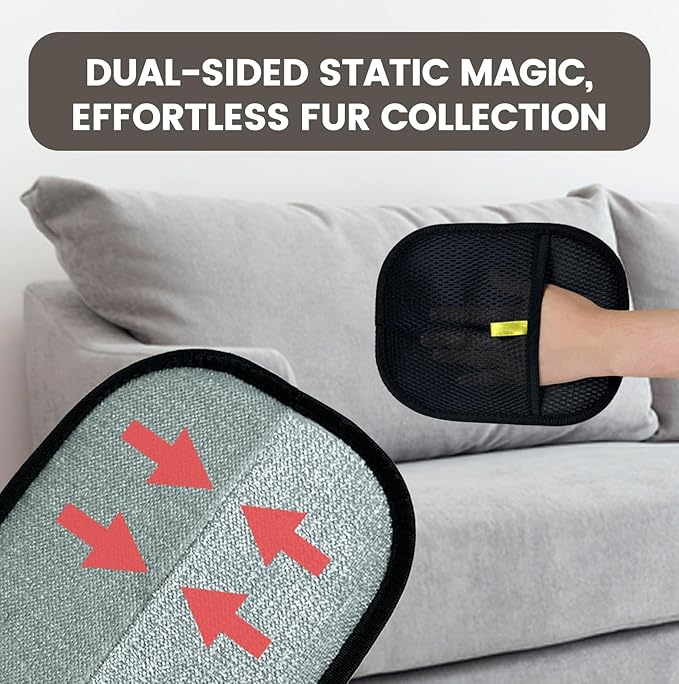 Pet Hair Remover Glove, Electrostatic Pet Hair Remover Glove, Cat & Dog Grooming Glove, Upgraded Fur Removal Tool for Furniture, Carpet, Couch, Car Seat (2pcs)