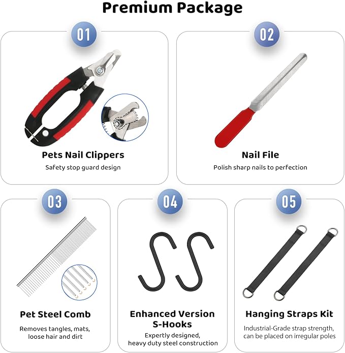 Guzekier Dog Grooming Hammock for Trim Nail, Dog Sling for Grooming, Dog Hammock Restraint Bag with Nail Clippers/Trimmer, Nail File, Pet Comb,Ear/Eye Care