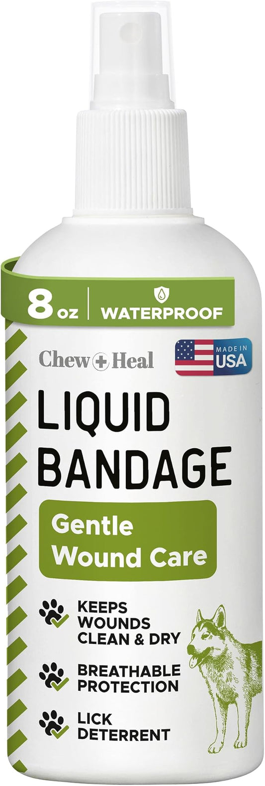 Pet Liquid Bandage for Dogs - 8 oz Spray with Aloe - Wound Care for Dogs Including Cuts, Scrapes, and Stitches - Breathable and Waterproof