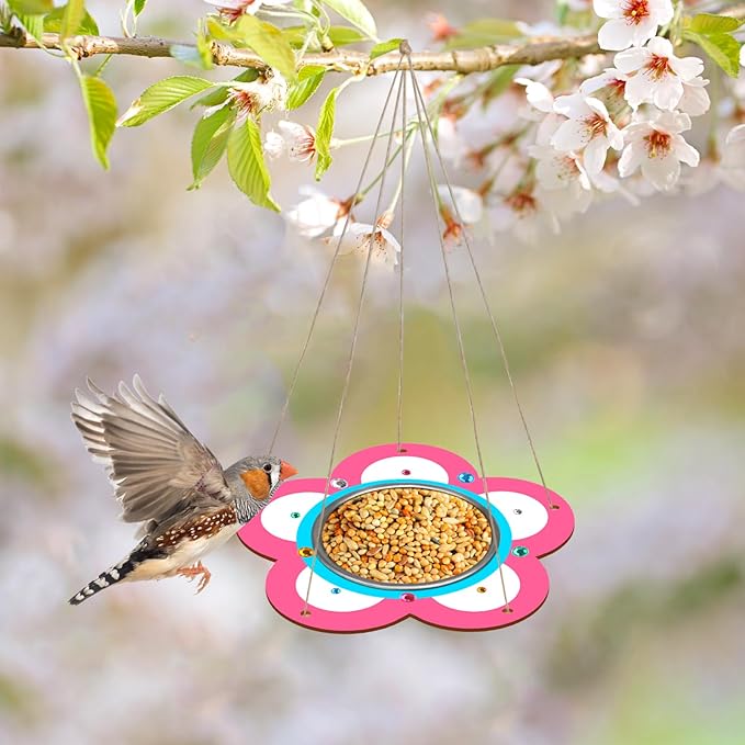 Fennoral 4 Pack Bird Feeder Kits for Kids Make Your Own Bird Feeders Wooden Art and Craft for Girls Boys Ornaments DIY to Paint Craft for Spring Garden Outdoor Decoration Summer Activities Project