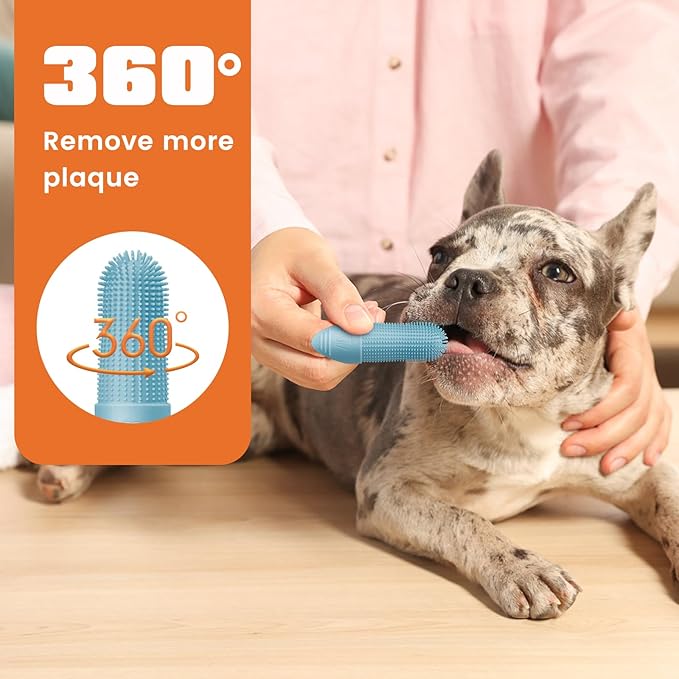 Duckart 6 Pack Dog Toothbrush, 360° Cleaning Finger Brush for Dogs Teeth, Food Grade Silicone Pet Toothbrush Fits Most Fingers
