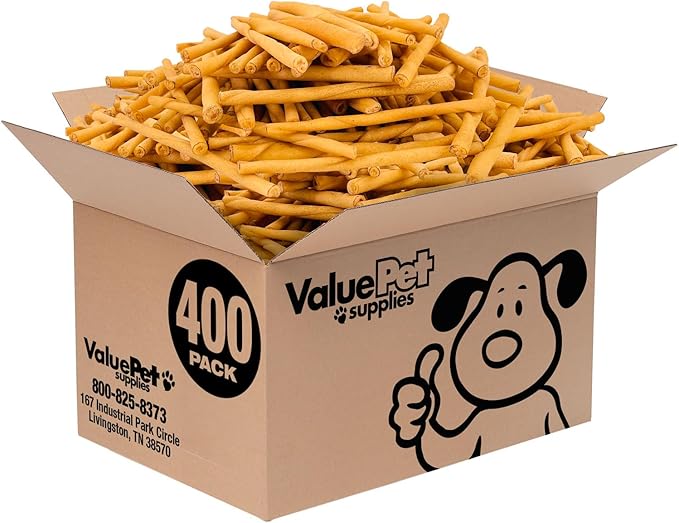 ValueBull USA - Rawhide Twists for Small Dogs, 5 Inch, Smoked, Varied Thicknesses, 500 Count Bulk Pack - Natural & Safe, USA Beef Hide, Long Lasting, Chemical Free, No Artificial Flavors