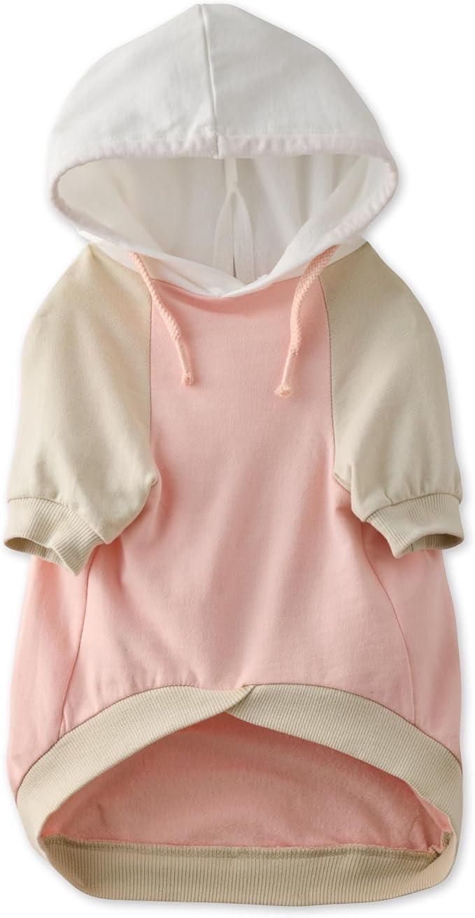 Rocky – The Orginal Lightweight Hooded TEE 100% Organic Cotton Dog Hoodie Pet Coat Sweater for Small, Medium, Large Dogs, Pink Color Block, Large