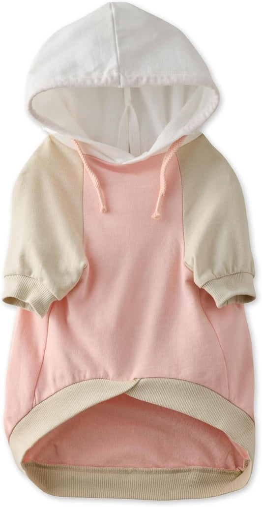 Rocky – The Orginal Lightweight Hooded TEE 100% Organic Cotton Dog Hoodie Pet Coat Sweater for Small, Medium, Large Dogs, Pink Color Block, Large