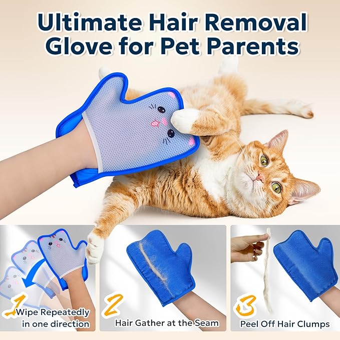 Pet Hair Removal Glove - Electrostatic Gloves for Pet Hair, Portable & Reusable Dog & Cat Fur Remover Tool for Couch, Clothes, Furniture, Carpet, and Car Seats,1 PCS