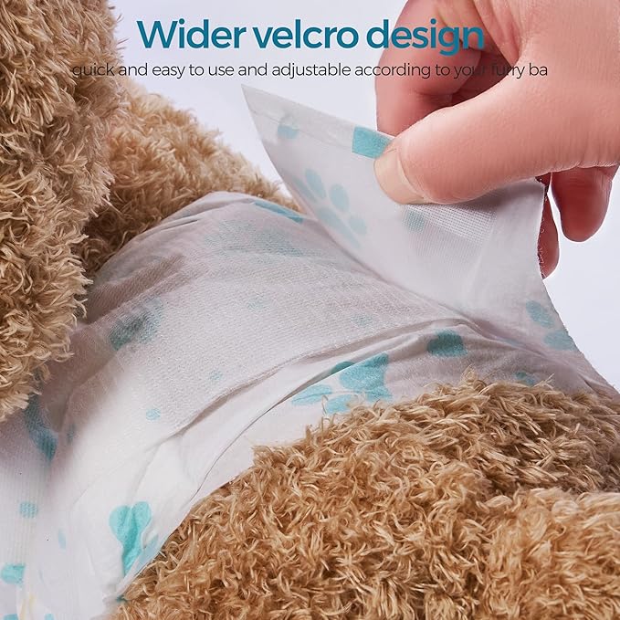Male Dog Wrap, Disposable Dog Diapers, 40 Count, XS (Waist 10.6”-16.6”), Wetness Indicator, Ultra Protection, Leak Proof, Super Absorbent, Soft