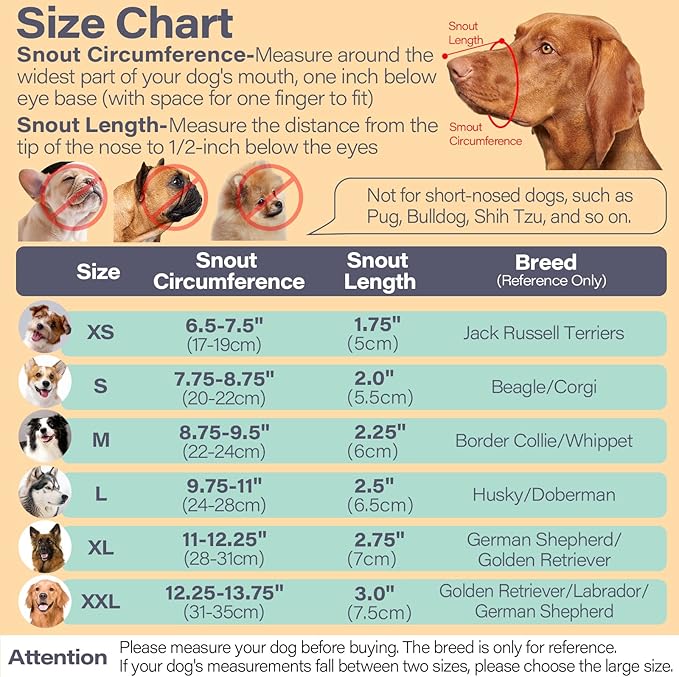 LUCKYPAW Dog Muzzle for Large Medium Small Dogs, Patented Mesh Muzzle to Prevent Biting Chewing Eating, Soft Mouth Guard with Front Opening Design for Drinking Panting(Grey, L)