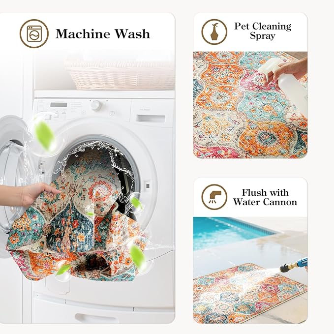 HAOCOO Washable Pee Pads for Dogs, (2 Pack) 3Ft x 4Ft Non-Slip Reusable Puppy Training Pads with Waterproof, Orange Super Absorbent Leak-Proof Whelping Pads Litter Mat for Pet Housebreaking