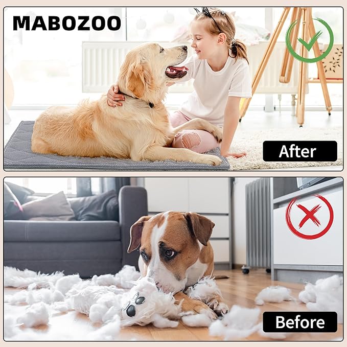 MABOZOO Indestructible Dog Bed, Chew Proof Crate Pad for Aggressive Chewers - Machine Washable Quilted Mat for Small Dogs - Durable Grey Kennel Pad (22x35 in)