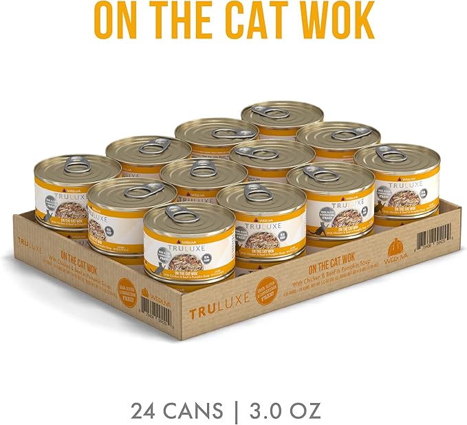 Weruva Truluxe Cat Food, On The Cat Wok with Chicken Breast & Beef in Pumpkin Soup, 3Oz Can (Pack of 24)