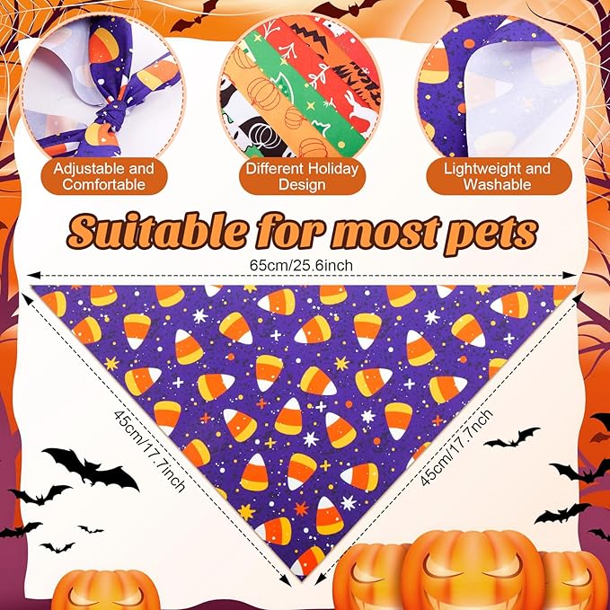 Preboun 100 Pcs Holiday Dog Bandanas Bulk Fall Halloween Christmas Bandanas for Dogs Triangle Kerchief Bib Scarf Set for Pet Party Costume Photo Props Accessories Pet Shops Groomers, 25 Styles