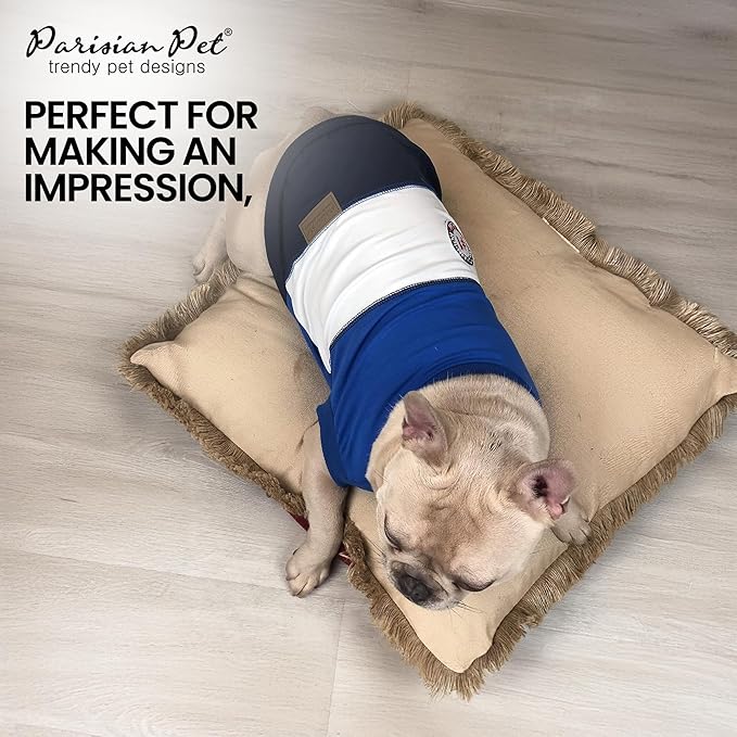 Parisian Pet Embroidered 'Worlds Champion' Sleeveless Dog Tank Top - Lightweight Color Block Tee - Machine Washable for Large Dogs