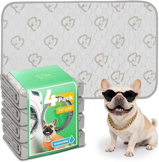 FXW Washable Pee Pads for Dogs, Puppy Pads with Super Absorbent, Specifically Designed for Potty Training, 29" × 18" Rectangle, Khaki, 4 Packs