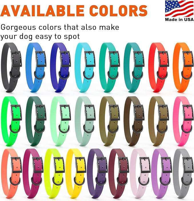 Dogline Biothane Waterproof Dog Collar Strong Coated Nylon Webbing with Black Hardware Odor- Proof for Easy Care Easy to Clean High Performance Fits Small Medium or Large Dogs, Merlot Burgundy