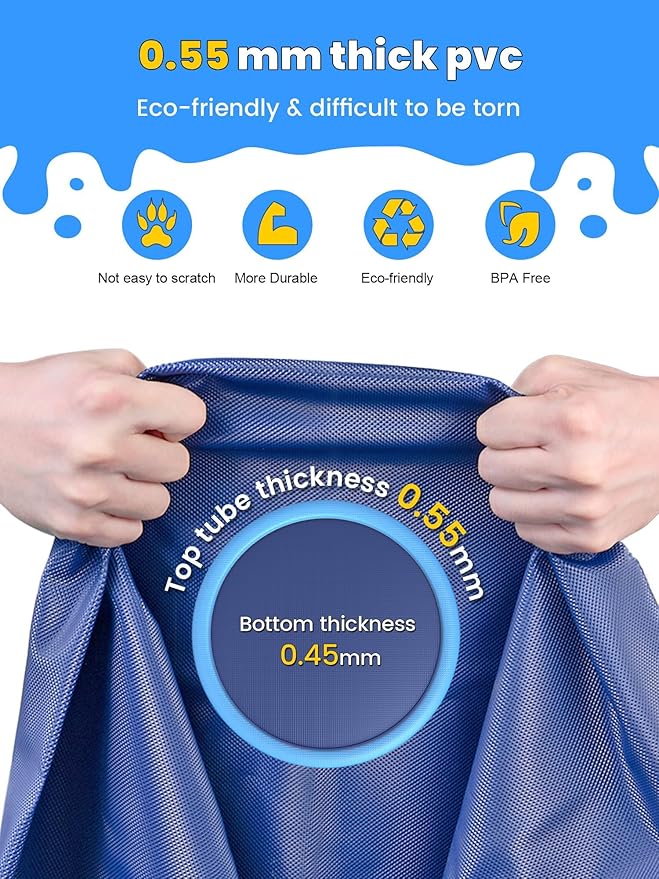 VISTOP Non-Slip Splash Pad for Kids and Dog, Thicken Sprinkler Pool Summer Outdoor Water Toys - Fun Backyard Fountain Play Mat for Baby Girls Boys Children or Pet Dog (107 Inch, Red&Yellow&Green&Blue)