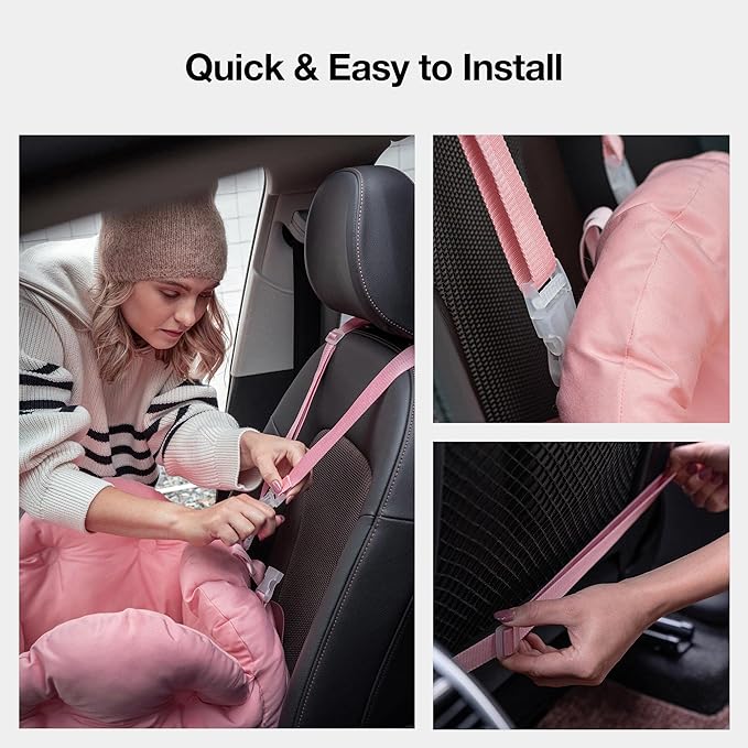 VETRESKA Dog Carrier Dog Car Seat for Small Dogs - Washable Cat Carrier Portable Puppy Bed for Car Seat of Easy Installation Pet Travel Carrier Bed with Storage Pocket & Safety Clip-On Leas