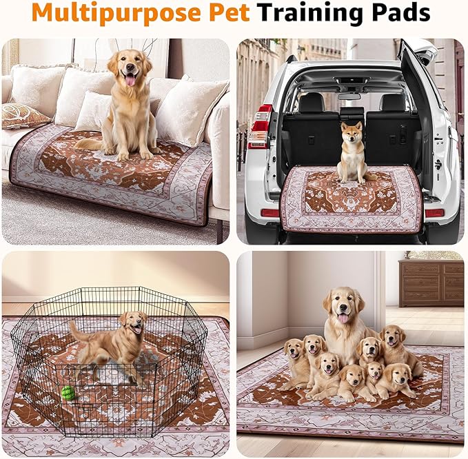 Washable Pee Pads for Dogs: 2 Pack Reusable 31"x36" Waterproof & Leakproof Puppy Pads, Non-Slip Whelping & Potty Training for Floor, Playpen, Crate, Couch