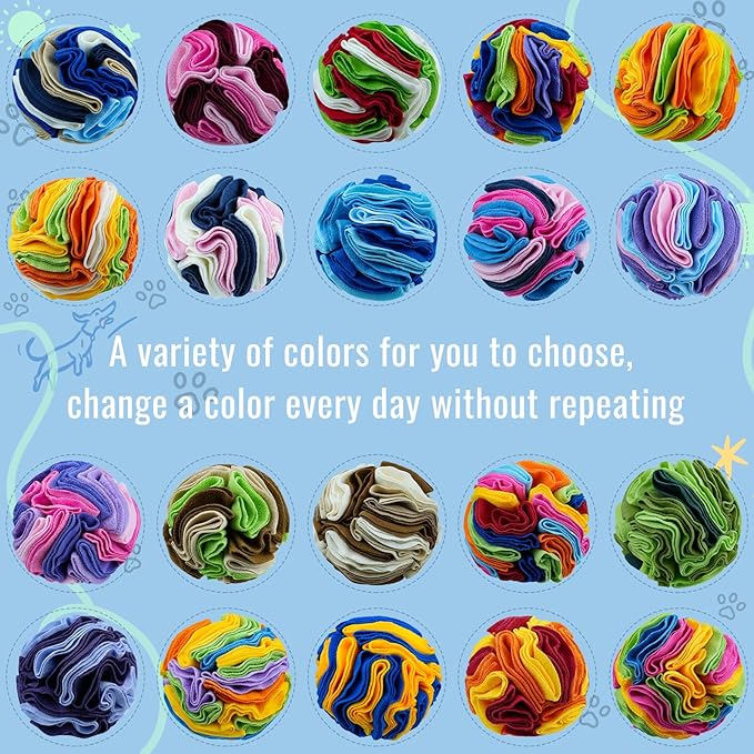 Pet Snuffle Ball, Puzzle Sniffing Interactive Dog Ball for Blind Dogs Training Stress Relief Dog Enrichment Toys Treat Machine Washable (Rainbow Color Upgrade, 10cm)